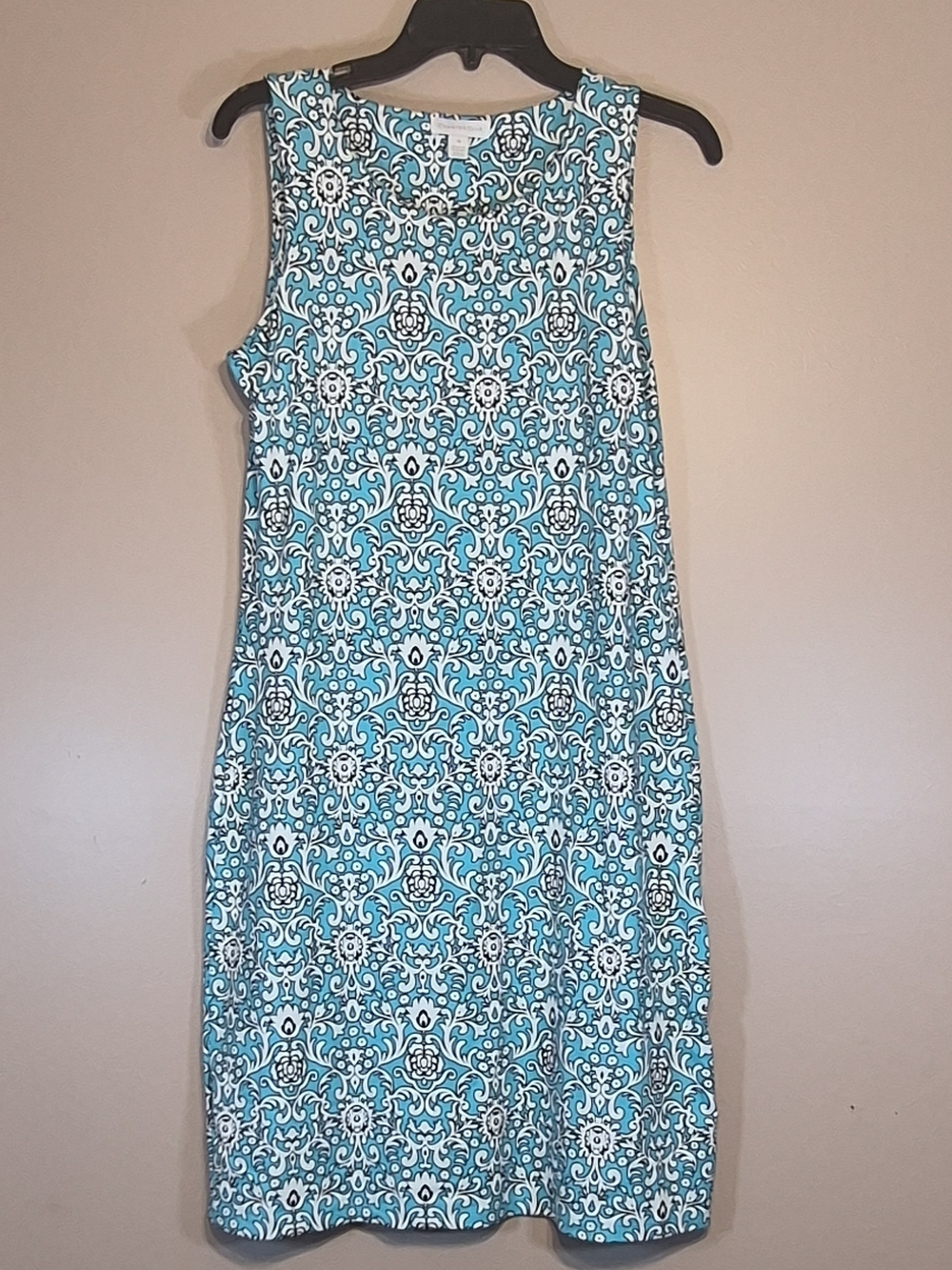 Charter Club Turquoise and White Sleeveless Midi Dress